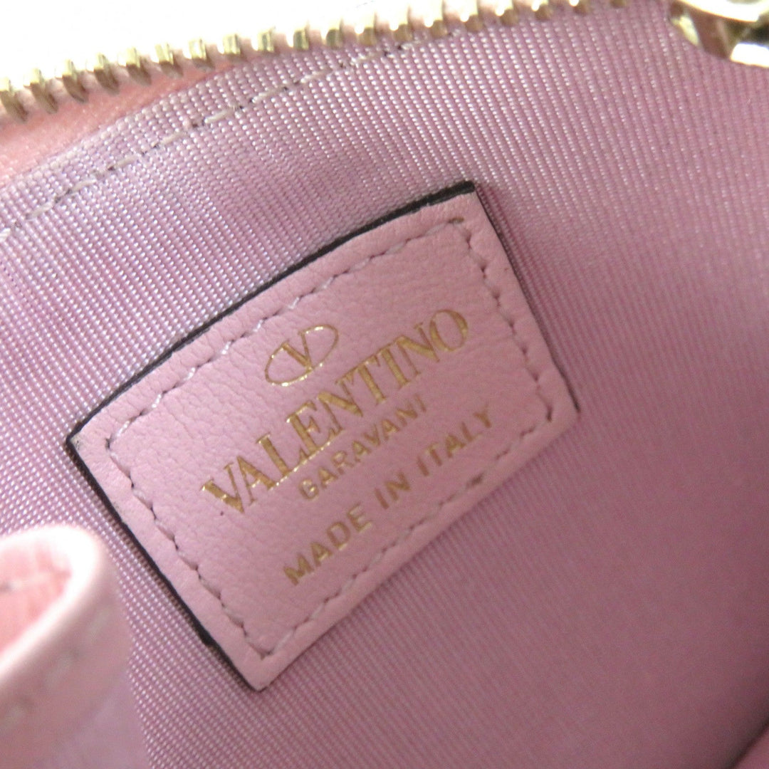 VALENTINO Card Case Calfskin pink Women Used Authentic