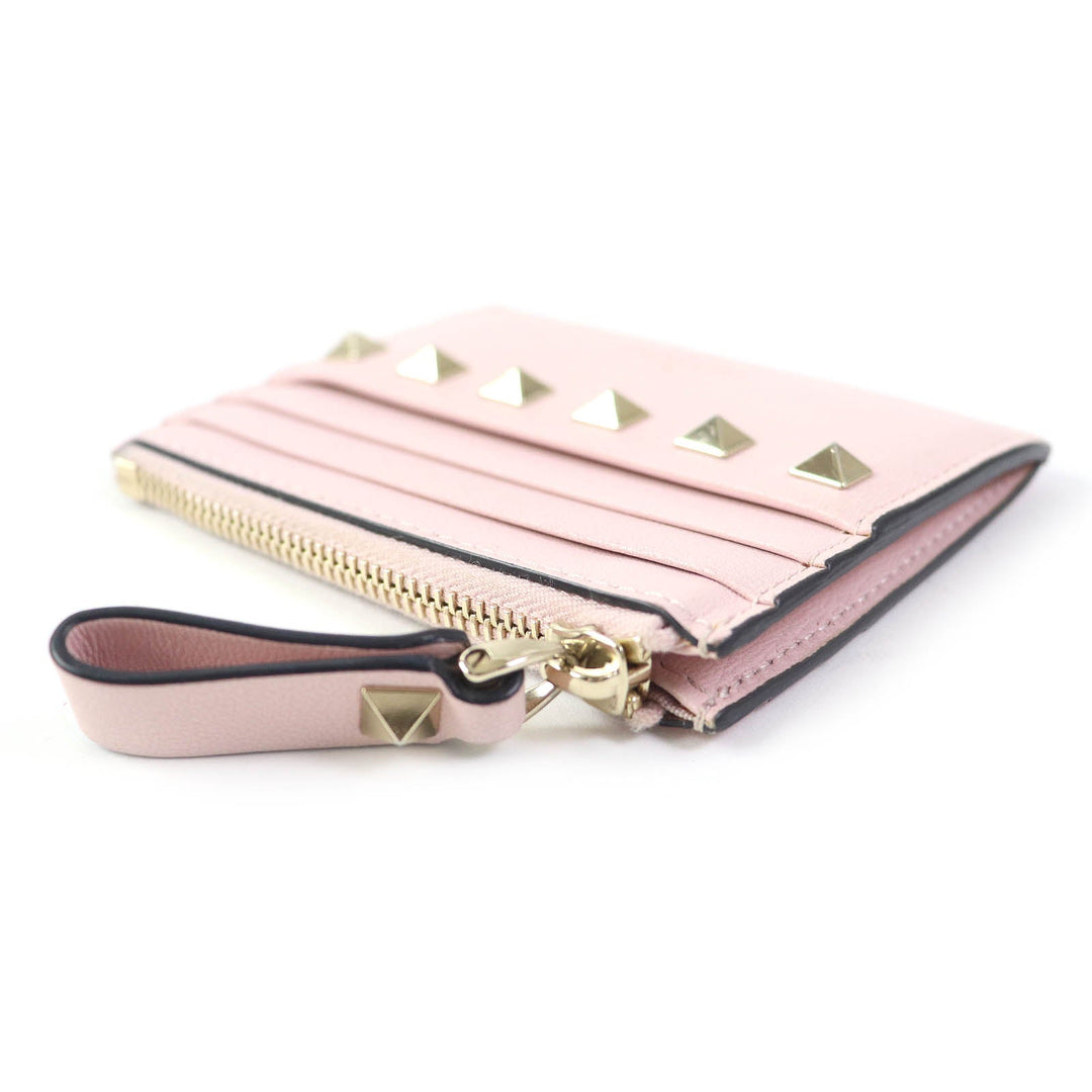 VALENTINO Card Case Calfskin pink Women Used Authentic