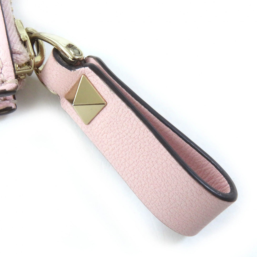 VALENTINO Card Case Calfskin pink Women Used Authentic