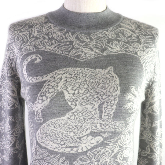 HERMES one piece Main: 46% cashmere, 46% silk, 8% nylon gray Jungle love Women 34 Used Authentic