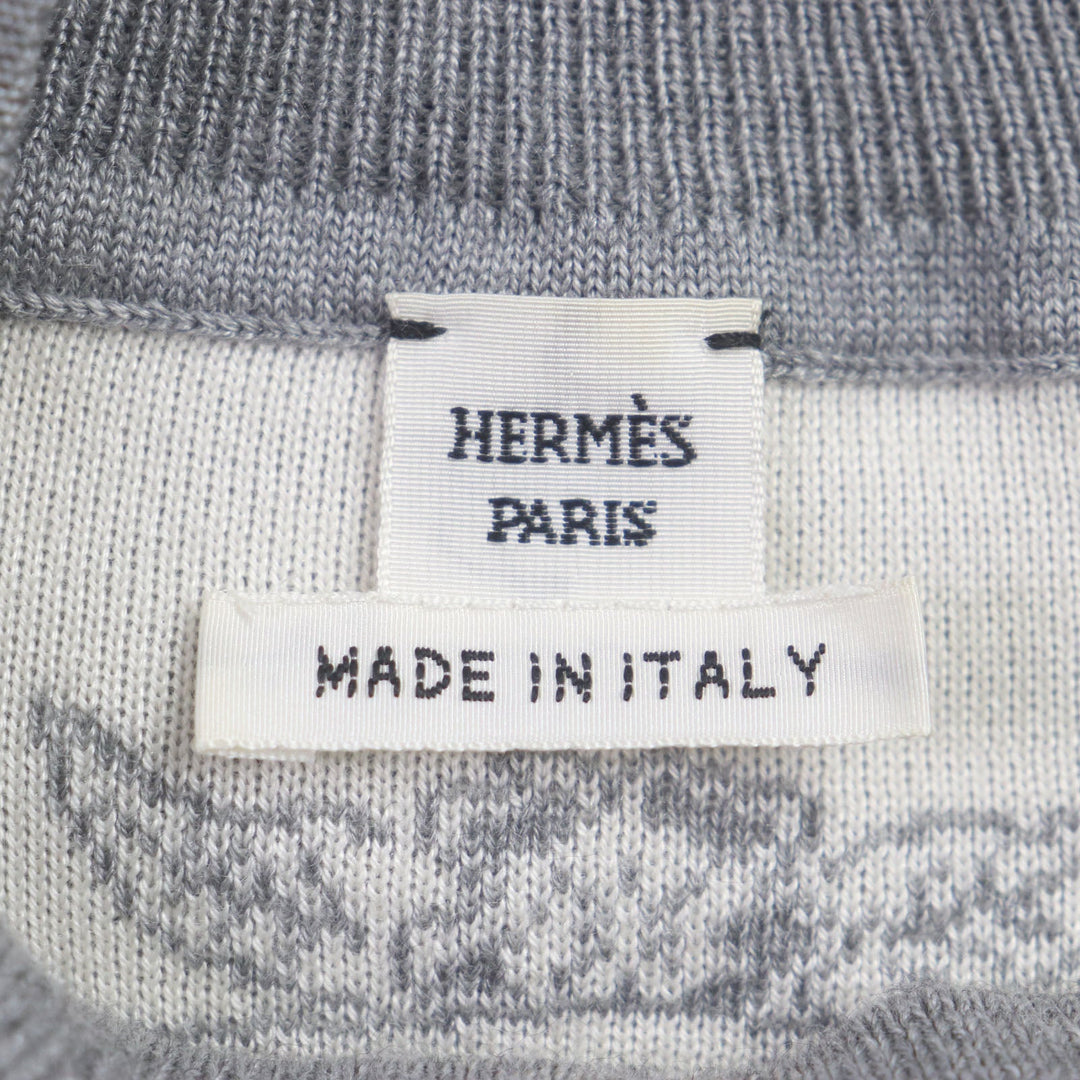 HERMES one piece Main: 46% cashmere, 46% silk, 8% nylon gray Jungle love Women 34 Used Authentic