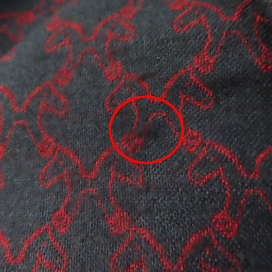 HERMES Scarf Main: 70% cashmere, Main: 30% silk Navy red Women Used Authentic