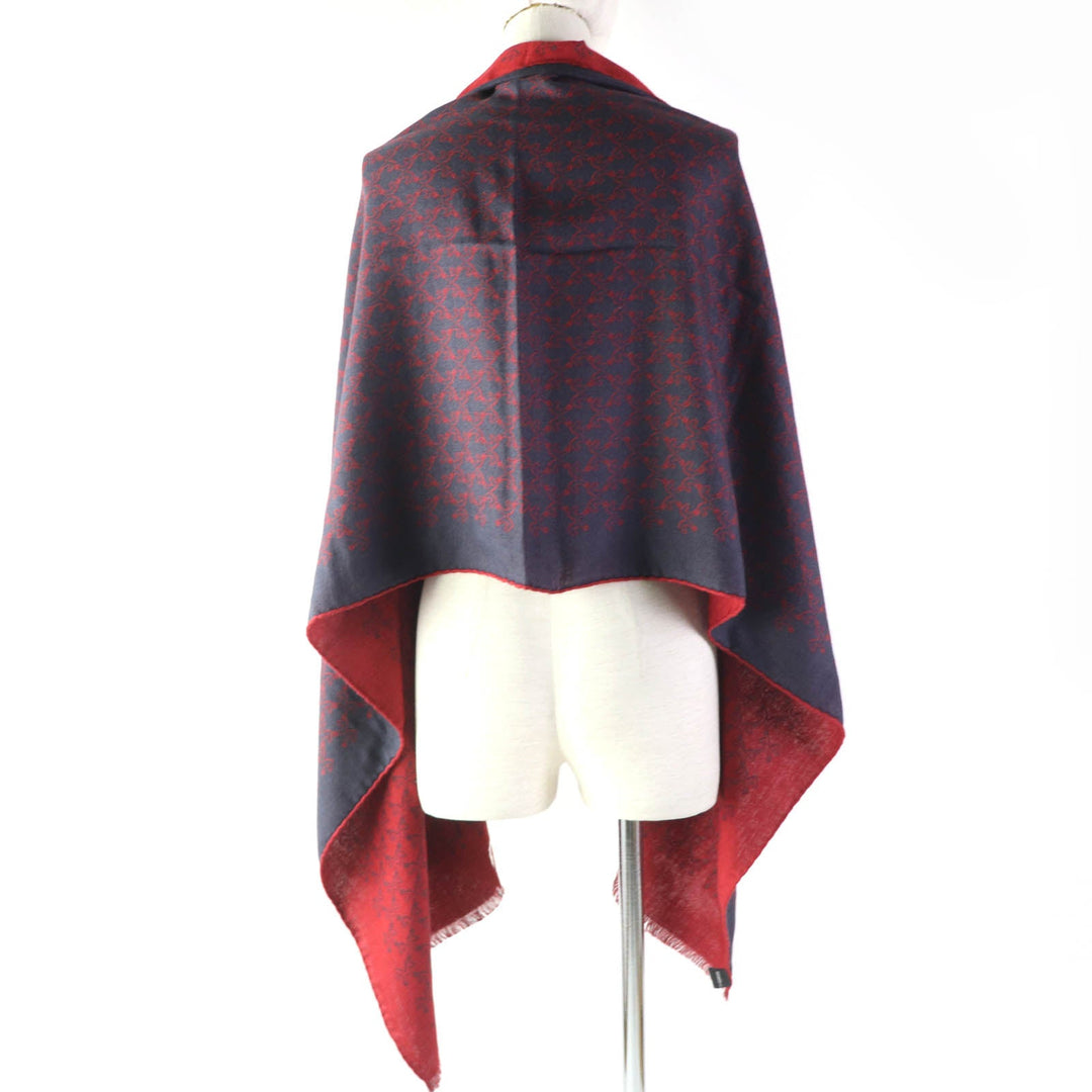 HERMES Scarf Main: 70% cashmere, Main: 30% silk Navy red Women Used Authentic