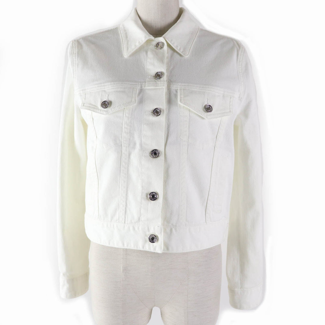 DOLCE&GABBANA Denim Jacket Main: 98% cotton, Main: 2% elastane (polyurethane), Part: 60% metal, 40% leather white DENIM Women 36 Used Authentic