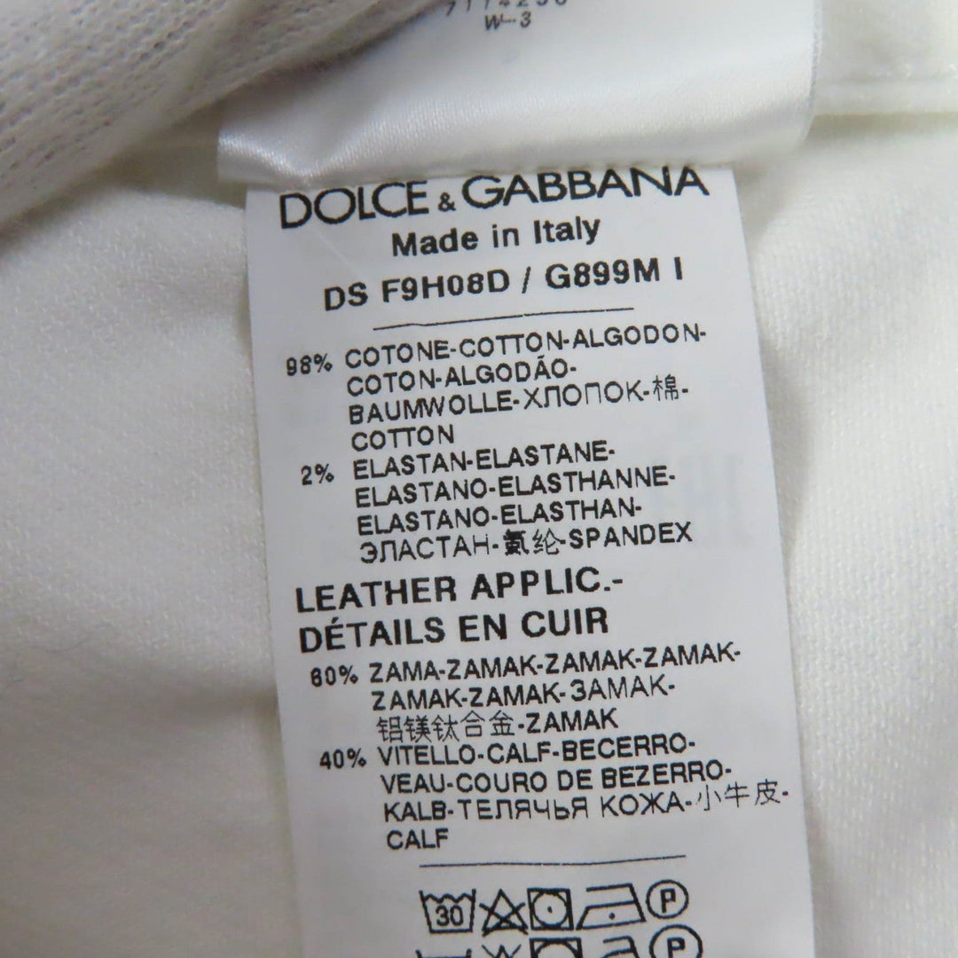 DOLCE&GABBANA Denim Jacket Main: 98% cotton, Main: 2% elastane (polyurethane), Part: 60% metal, 40% leather white DENIM Women 36 Used Authentic