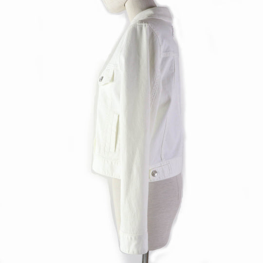 DOLCE&GABBANA Denim Jacket Main: 98% cotton, Main: 2% elastane (polyurethane), Part: 60% metal, 40% leather white DENIM Women 36 Used Authentic