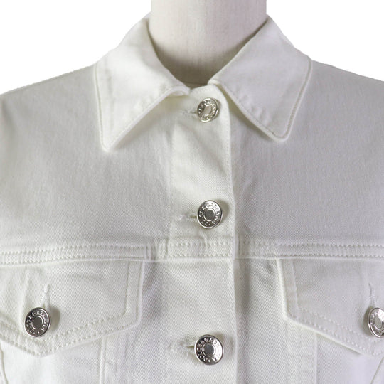 DOLCE&GABBANA Denim Jacket Main: 98% cotton, Main: 2% elastane (polyurethane), Part: 60% metal, 40% leather white DENIM Women 36 Used Authentic