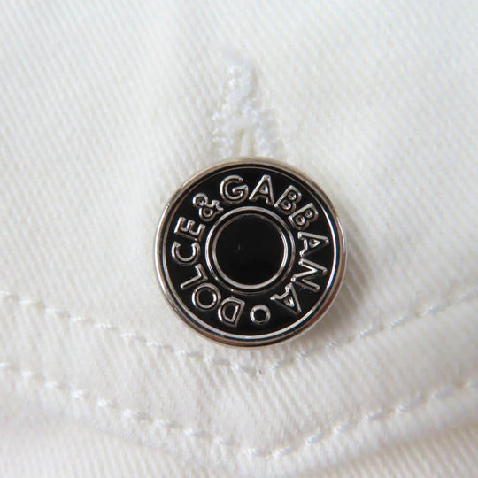 DOLCE&GABBANA Denim Jacket Main: 98% cotton, Main: 2% elastane (polyurethane), Part: 60% metal, 40% leather white DENIM Women 36 Used Authentic