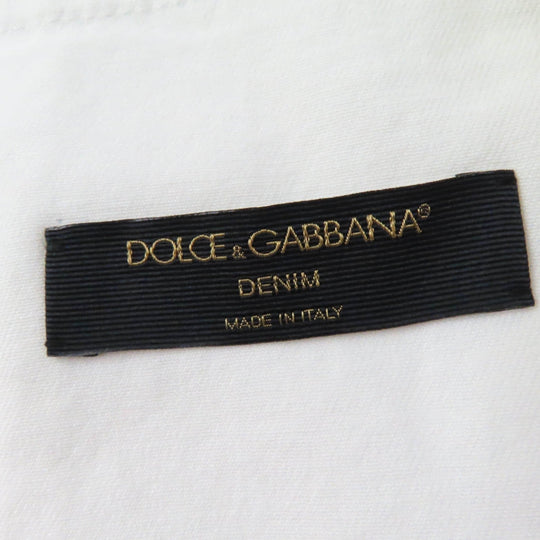 DOLCE&GABBANA Denim Jacket Main: 98% cotton, Main: 2% elastane (polyurethane), Part: 60% metal, 40% leather white DENIM Women 36 Used Authentic