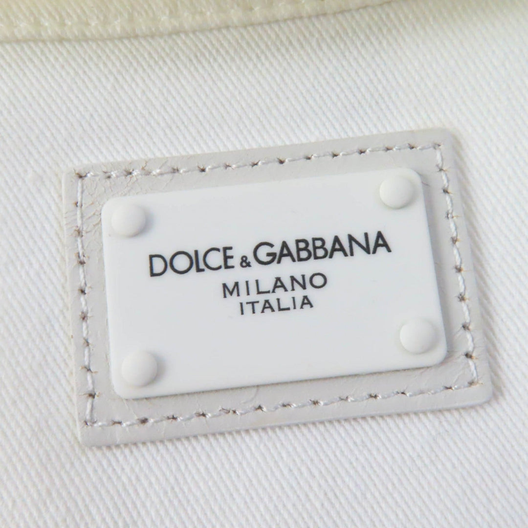 DOLCE&GABBANA Denim Jacket Main: 98% cotton, Main: 2% elastane (polyurethane), Part: 60% metal, 40% leather white DENIM Women 36 Used Authentic