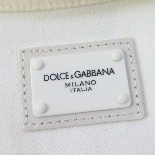 DOLCE&GABBANA Denim Jacket Main: 98% cotton, Main: 2% elastane (polyurethane), Part: 60% metal, 40% leather white DENIM Women 36 Used Authentic