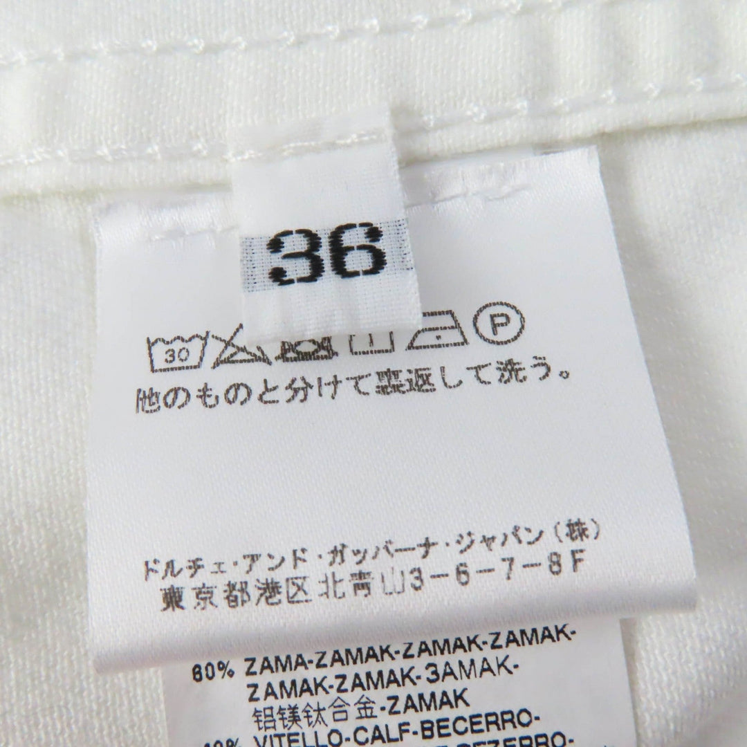 DOLCE&GABBANA Denim Jacket Main: 98% cotton, Main: 2% elastane (polyurethane), Part: 60% metal, 40% leather white DENIM Women 36 Used Authentic