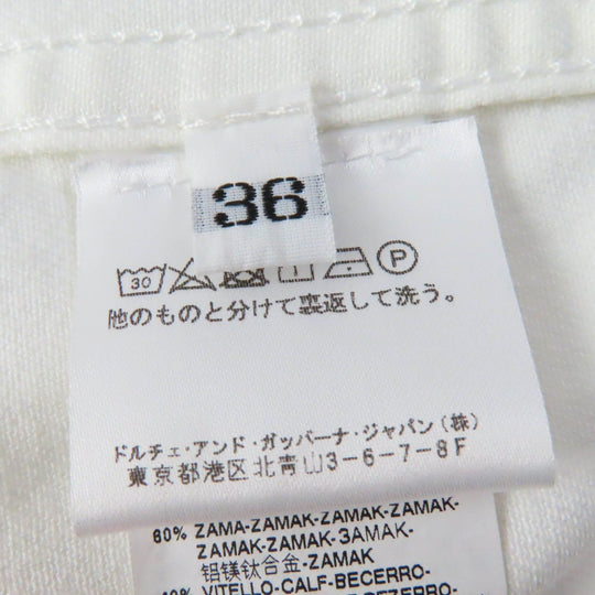 DOLCE&GABBANA Denim Jacket Main: 98% cotton, Main: 2% elastane (polyurethane), Part: 60% metal, 40% leather white DENIM Women 36 Used Authentic