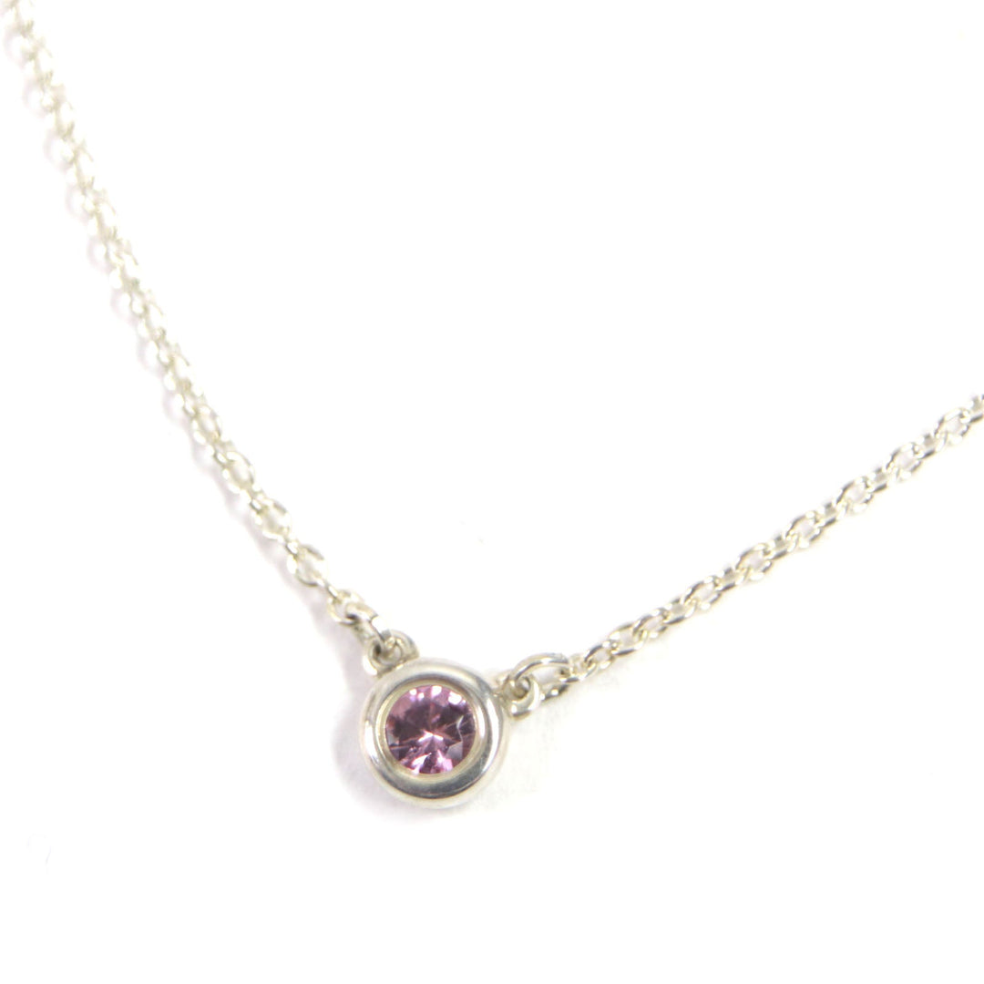 TIFFANY&Co. Necklace Main: SV925, Stone: Pink sapphire Silver Color by the yard Women Used Authentic