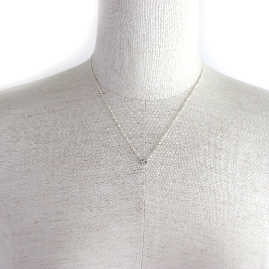 TIFFANY&Co. Necklace Main: SV925, Part: Diamond Silver Elsa Peretti By the Yard Single Diamond Pendant Women Used Authentic