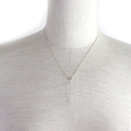 TIFFANY&Co. Necklace Main: SV925, Part: Diamond Silver Elsa Peretti By the Yard Single Diamond Pendant Women Used Authentic
