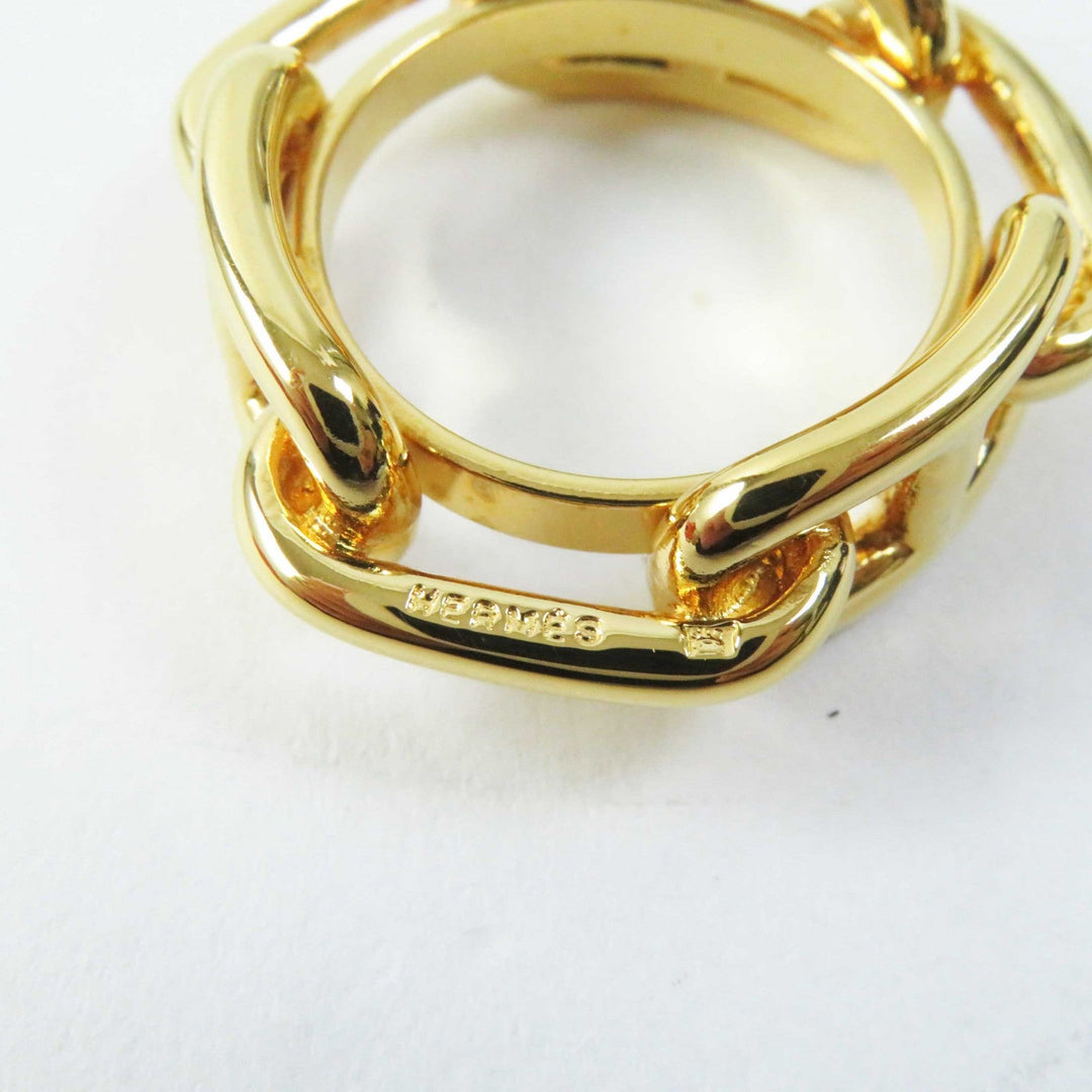 HERMES Scarf ring Plating, Gold Plated gold Lugate Chene Dunkle Women Used Authentic