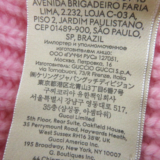 GUCCI Knit cap 764594 Main: 85% wool, Main: 15% cashmere, Part: Lamb leather pink Women M 57 21cm Used Authentic