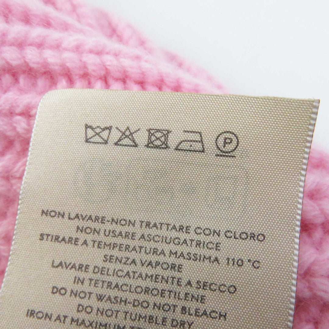 GUCCI Knit cap 764594 Main: 85% wool, Main: 15% cashmere, Part: Lamb leather pink Women M 57 21cm Used Authentic