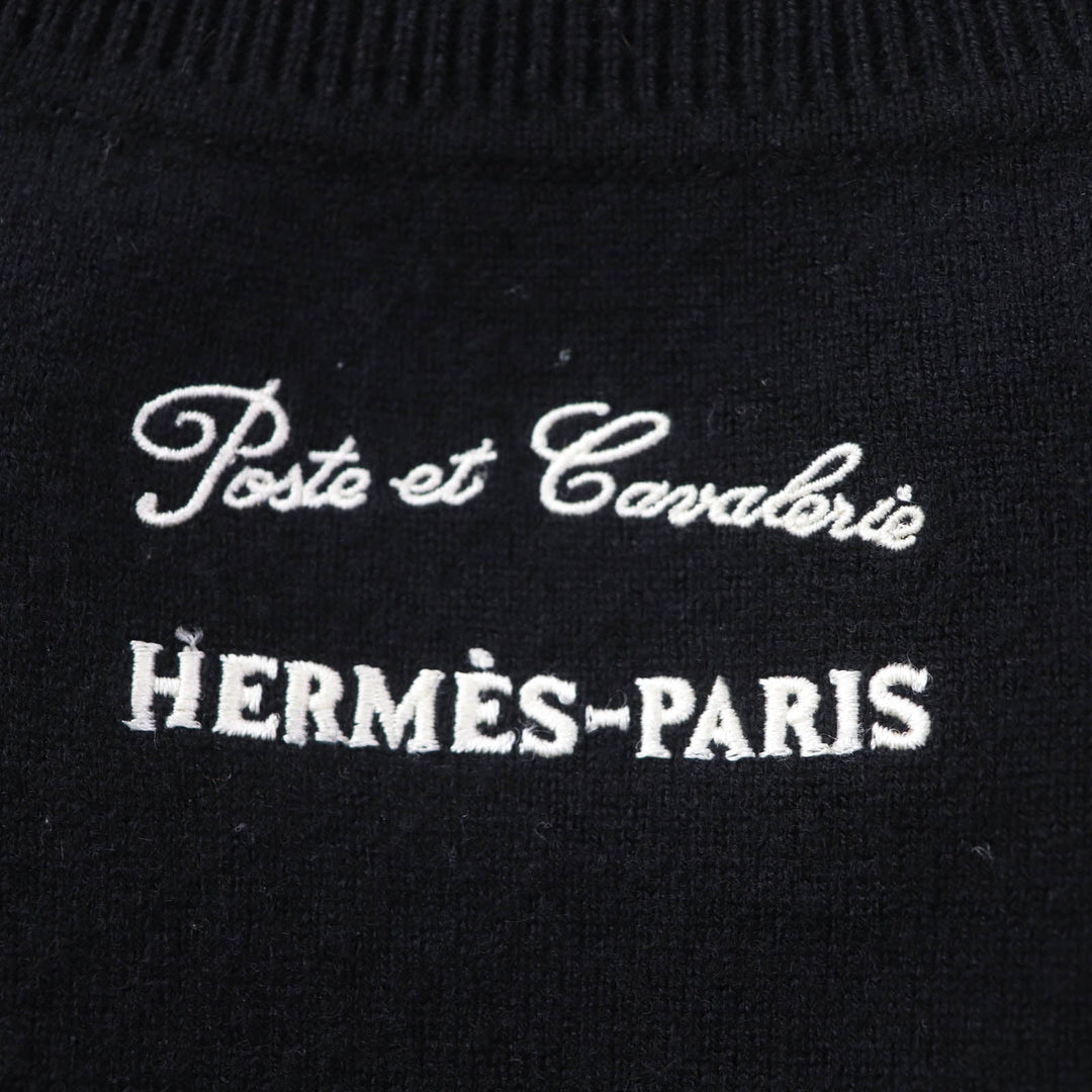 HERMES one piece Main: 100% cashmere, part: 83% rayon, part: 17% polyester Black Ivory Poste et Cavalerie Sabre Bag Women 34 Used Authentic