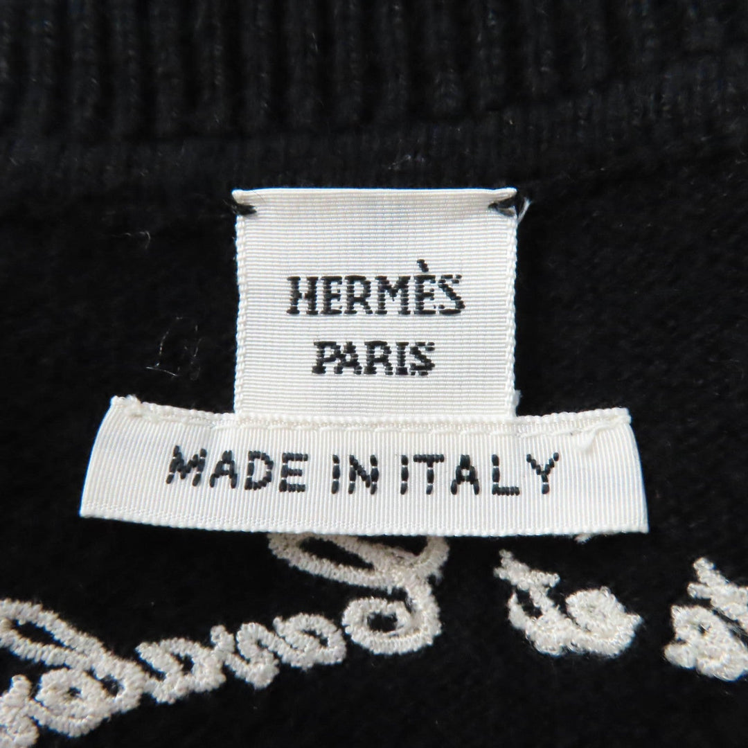 HERMES one piece Main: 100% cashmere, part: 83% rayon, part: 17% polyester Black Ivory Poste et Cavalerie Sabre Bag Women 34 Used Authentic