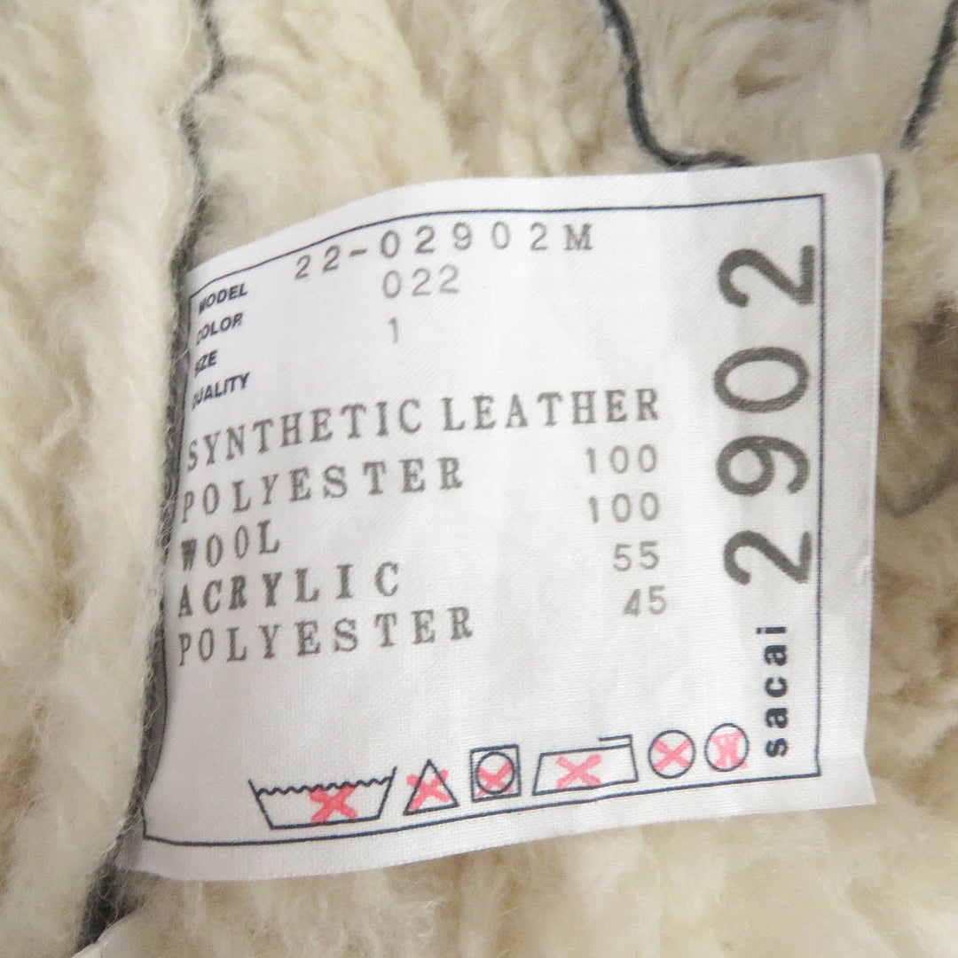 Sacai Jacket 22-02902M Surface: Synthetic leather; Lining: 100% wool; Partial portion: 55% acrylic, 45% polyester black mens 1 Used Authentic