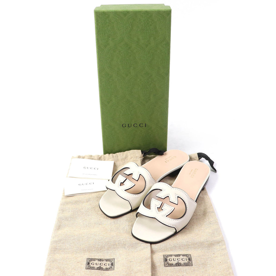 GUCCI Mule 694451 Main: Leather Ivory Women 36 Used Authentic