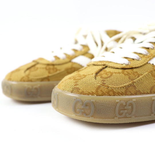 GUCCI Low cut sneakers 707868 HQ7086 GG canvas Beige brown Gazelle Women Used Authentic