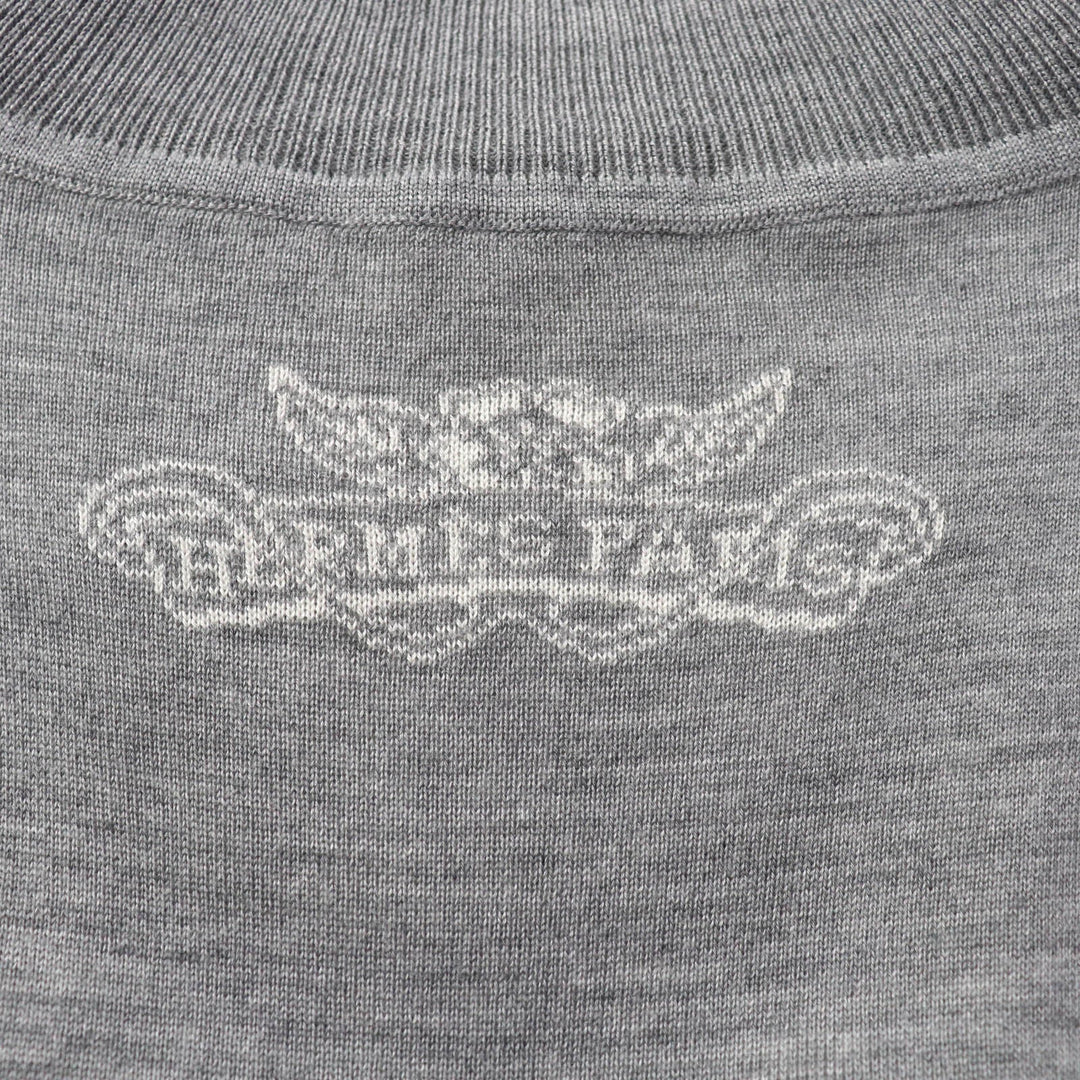 HERMES one piece Main: 46% cashmere, 46% silk, 8% nylon Gray white Women 36 Used Authentic