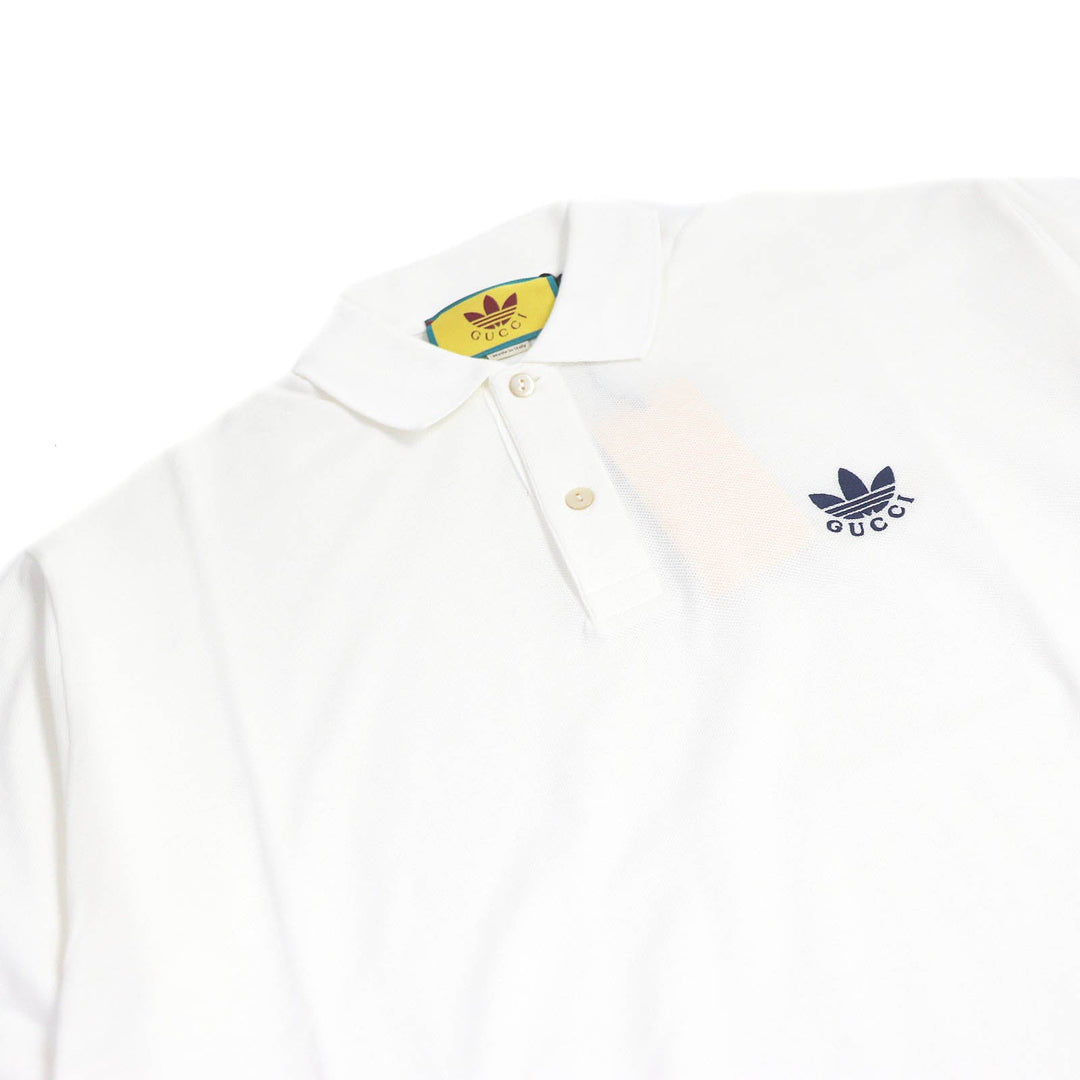 GUCCI Short sleeve polo shirt 700497 Main: 100% cotton, Part: 100% polyester white mens XXL (180/108A) Used Authentic