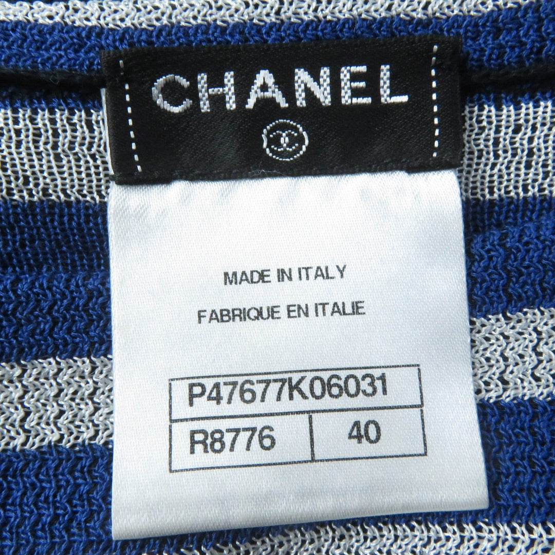 CHANEL one piece P47677 Main: 49% cotton, Main: 26% rayon, Main: 25% silk Navy Women 40 Used Authentic
