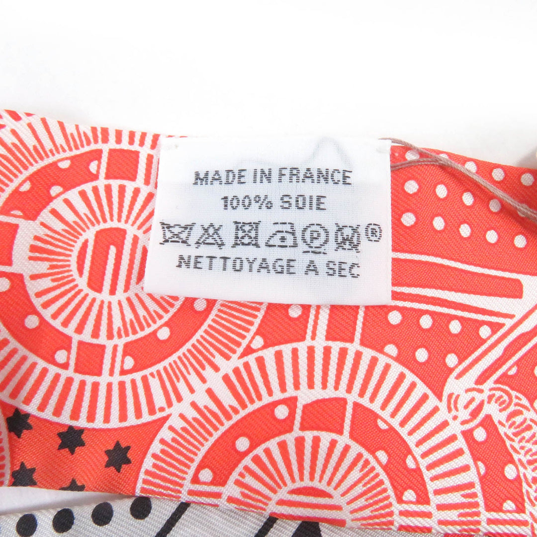 HERMES scarf H062978S Main: 100% silk Vermilion/Gris Perle/White Twilly Women Used Authentic