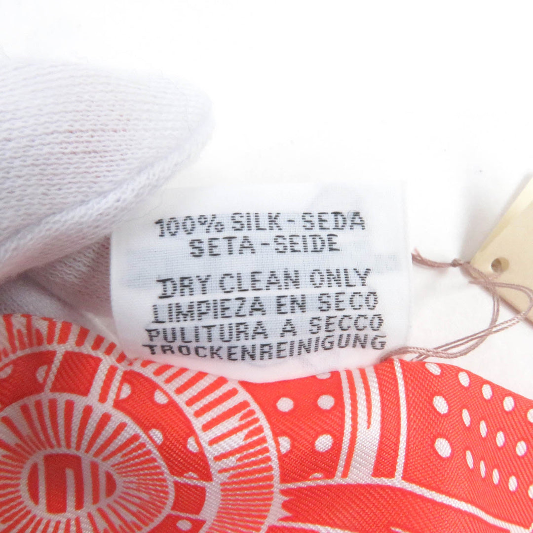 HERMES scarf H062978S Main: 100% silk Vermilion/Gris Perle/White Twilly Women Used Authentic