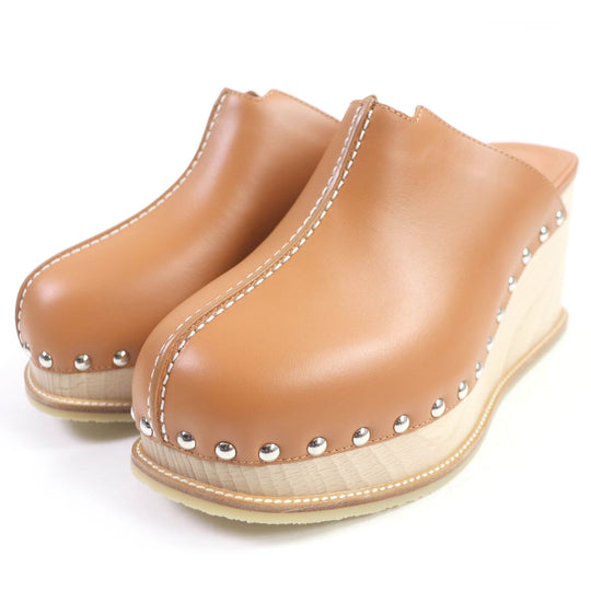 HERMES Sandals Main: Leather Brown Earth Women 37 Used Authentic