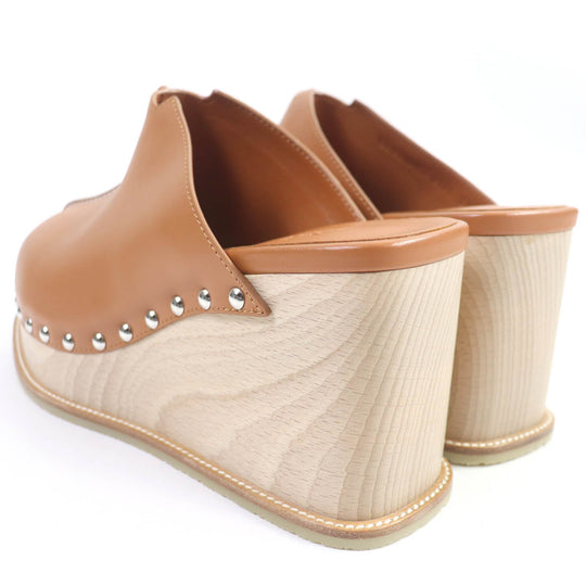 HERMES Sandals Main: Leather Brown Earth Women 37 Used Authentic