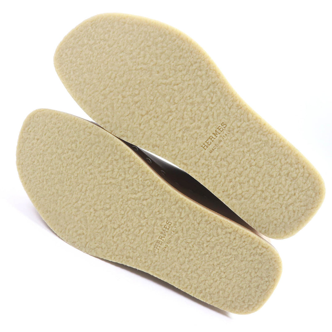 HERMES Sandals Main: Leather Brown Earth Women 37 Used Authentic