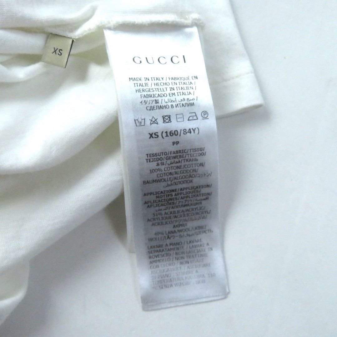 GUCCI Short sleeve T-shirt 717422 XJFNE Main: 100% cotton, part: 51% acrylic, part: 49% wool white Women XS Used Authentic