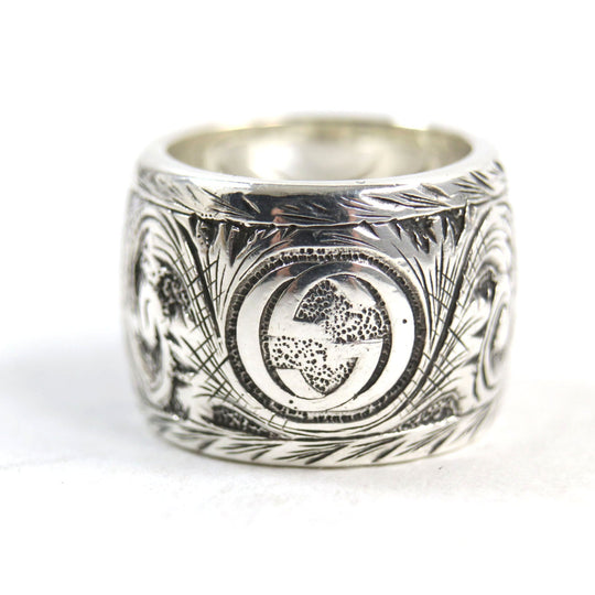 GUCCI Ring 461991 Main: AG925, Part: Malachite Silver Green Malachite Garden Cat Head mens Used Authentic