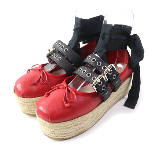 MIUMIU Ballet shoes Main: Leather Red Women 37 Used Authentic