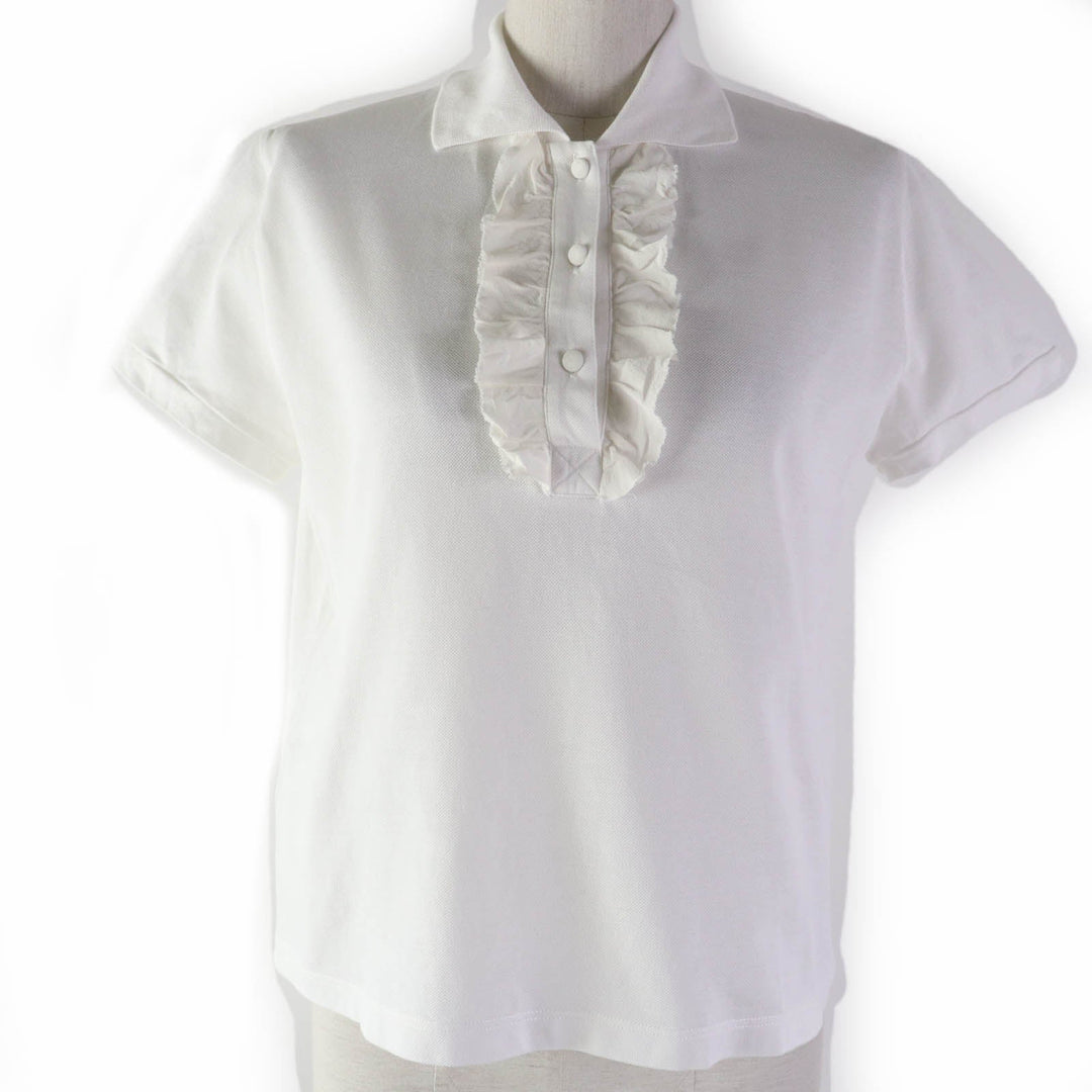 MIUMIU Short sleeve polo shirt Main: 100% cotton, Part: 100% silk white Women S Used Authentic
