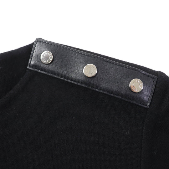 HERMES one piece Main: 99% wool, Main: 1% nylon, Part: Lamb leather black Women 36 Used Authentic