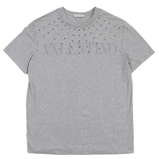 VALENTINO Short sleeve T-shirt 1V3MG02D8R9 Main: 100% cotton, embroidery thread: 100% polyester gray mens L Used Authentic