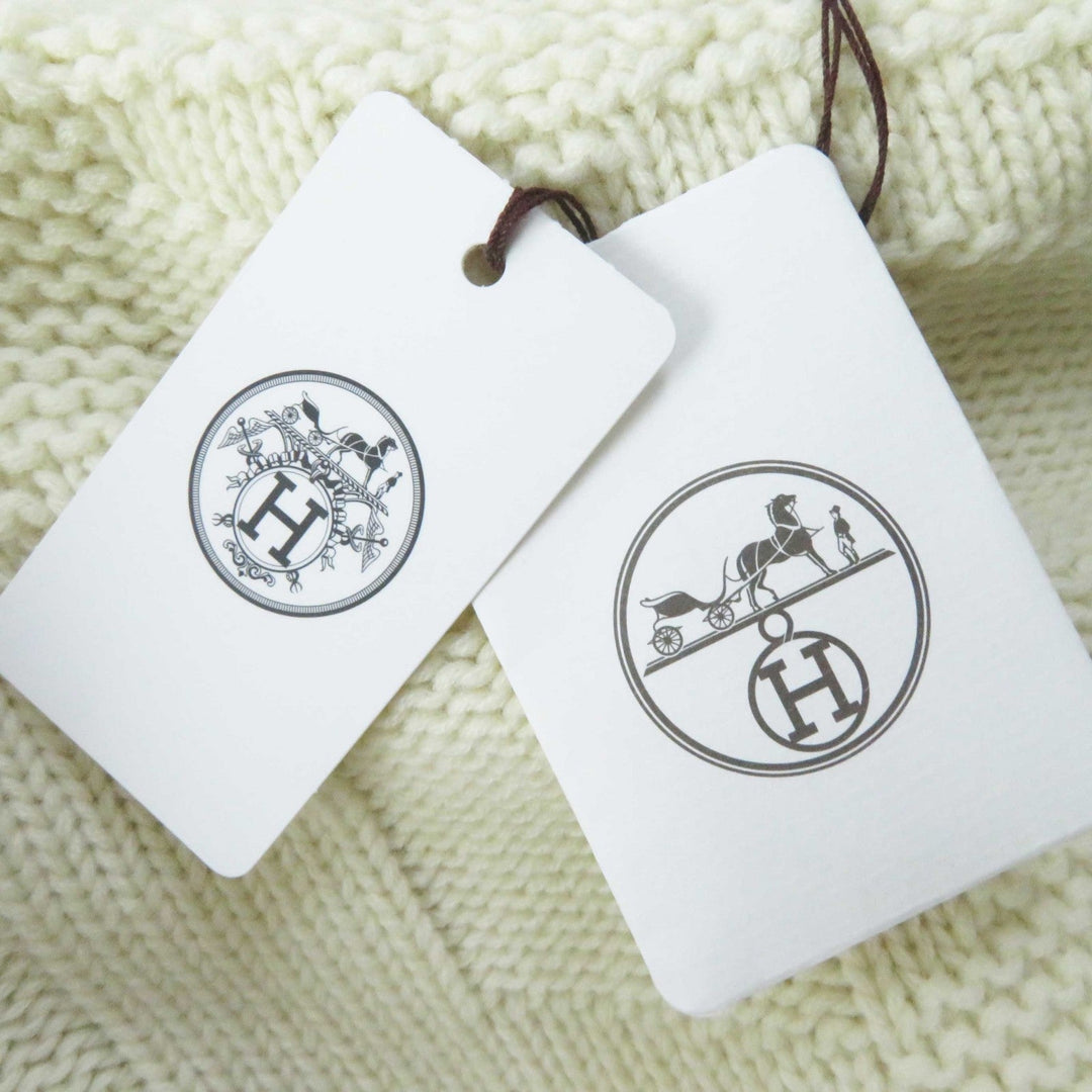 HERMES poncho 3H2602D4 Outer: 100% wool, part: 95% wool, part: 5% nylon Ivory Women 34 Used Authentic