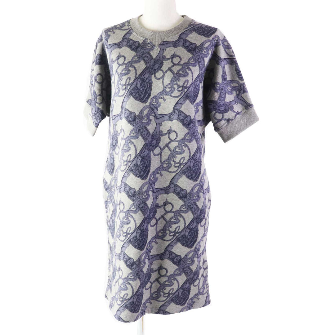 HERMES one piece Outer: 86% cotton, Outer: 14% camel, Part: 74% cotton, Part: 18% camel, Part: 8% polyurethane, Lining (pocket): 100% cotton Gray Blue Bride de Cour Women 34 Used Authentic