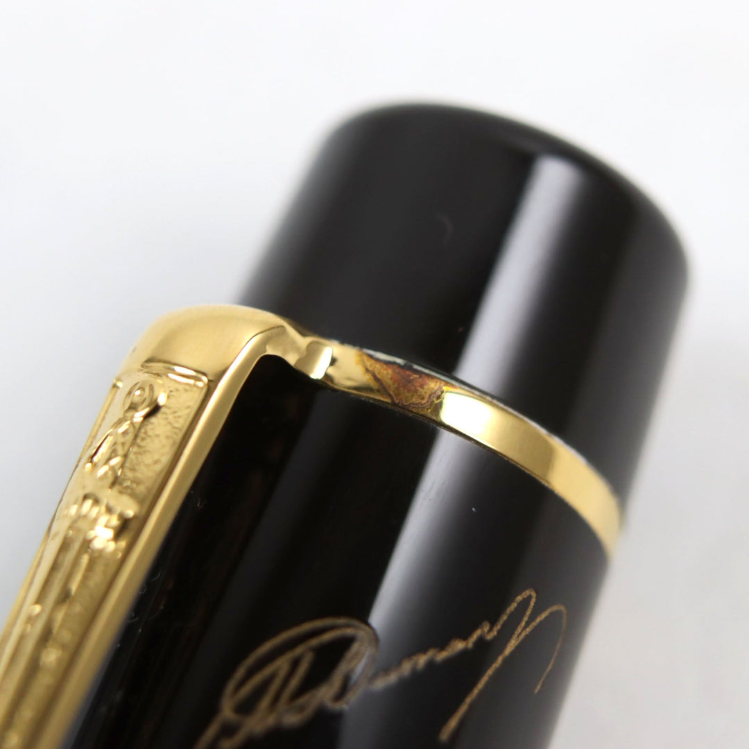 MONTBLANC fountain pen Nib: K18, Main: Gold Plated Resin Dark brown Meisterstck Writers Series 1996 Alexandre Dumas mens Used Authentic