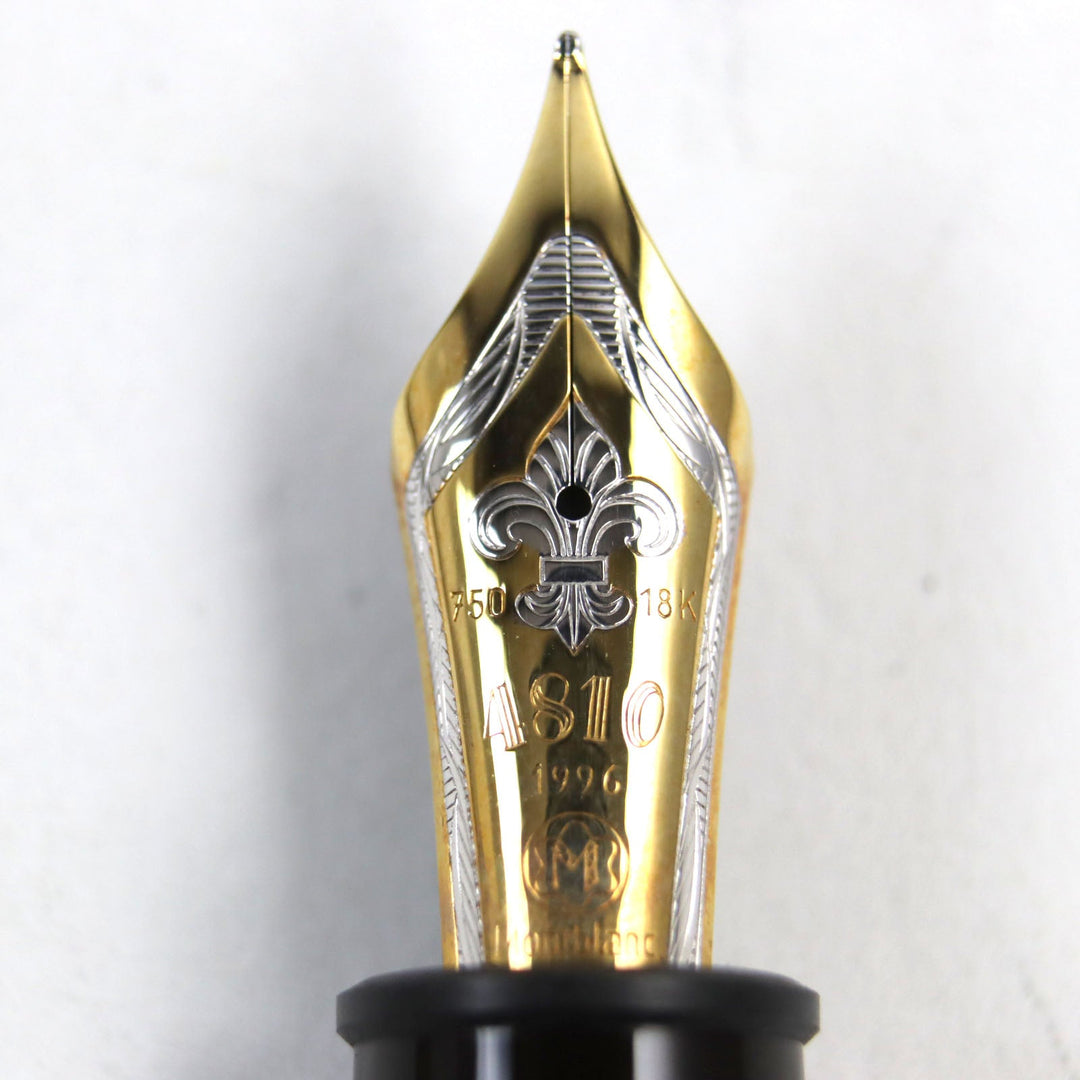MONTBLANC fountain pen Nib: K18, Main: Gold Plated Resin Dark brown Meisterstck Writers Series 1996 Alexandre Dumas mens Used Authentic