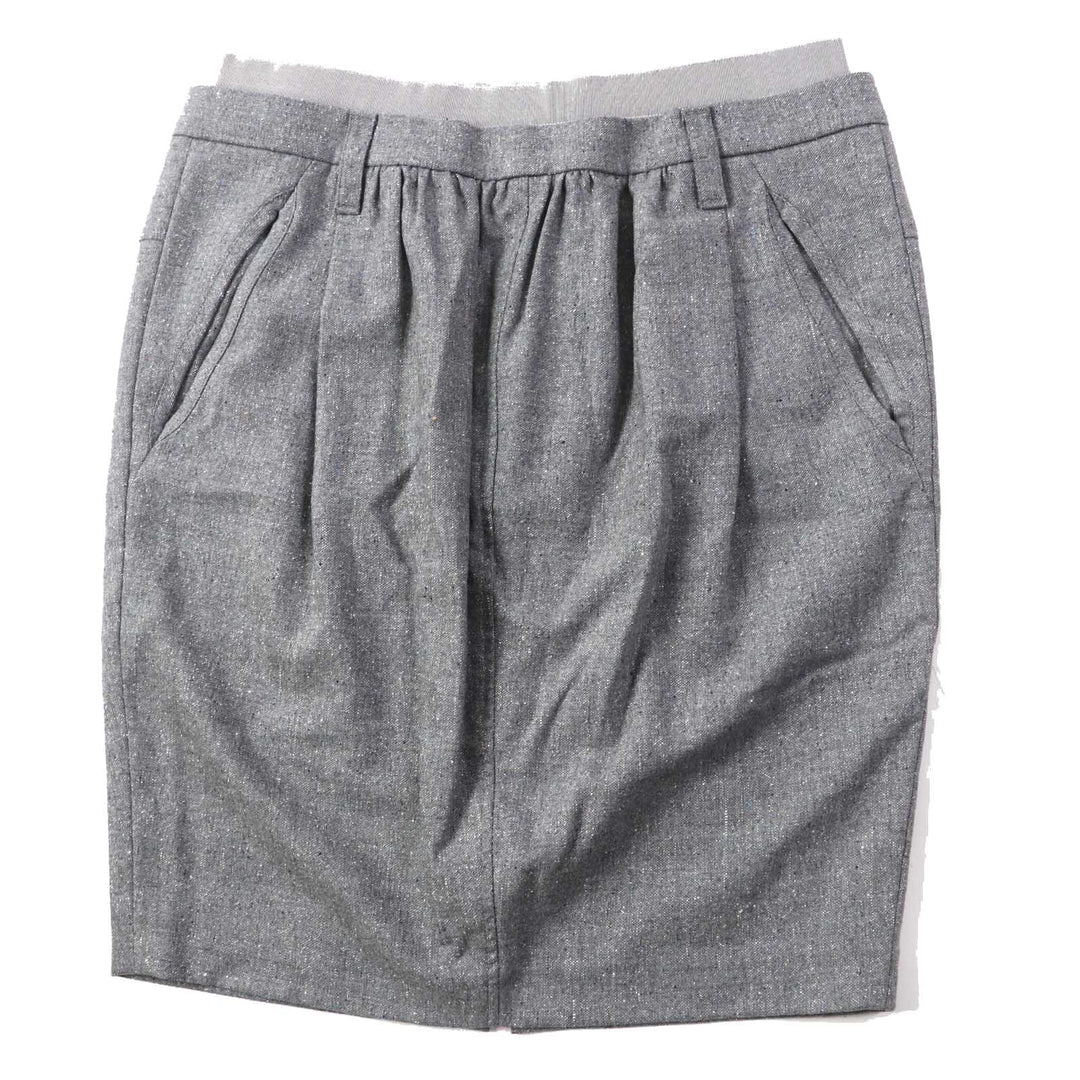 Brunello Cucinelli skirt DK71713 wool, cotton gray Women 44 Used Authentic