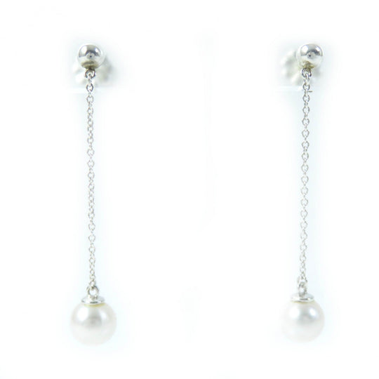TIFFANY&Co. Pierce Main: AG925, Part: Pearl Silver Chain pearl earrings Women Used Authentic