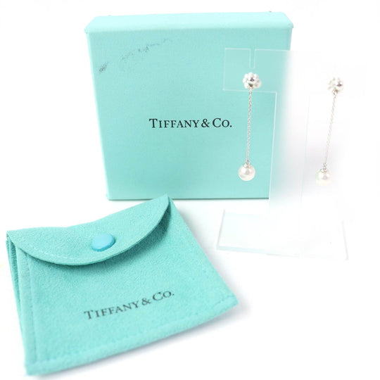 TIFFANY&Co. Pierce Main: AG925, Part: Pearl Silver Chain pearl earrings Women Used Authentic