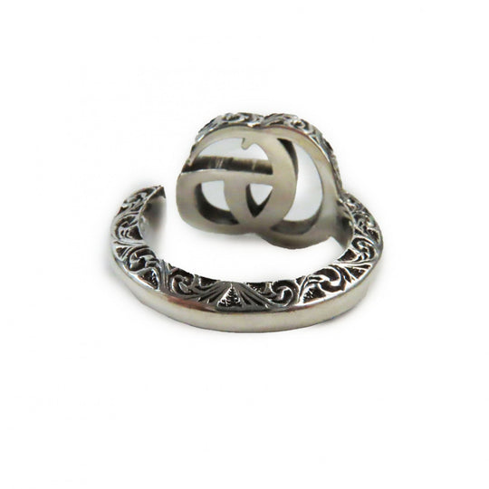 GUCCI Ring 627760 Main�FAG925 Silver Arabesque Double G Keyring Women Used Authentic